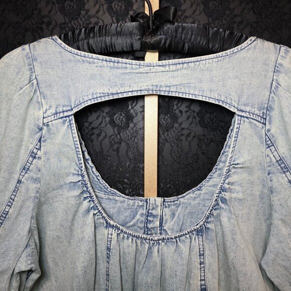 NWOT Free People Smock It To Me Denim Top XL - Picture 9 of 13